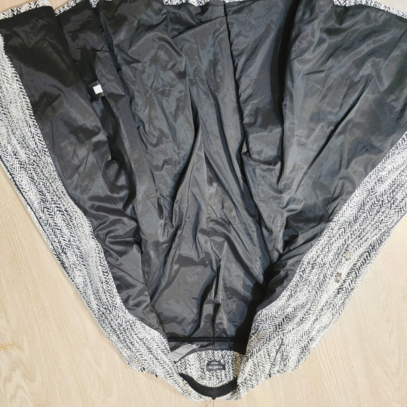 bebe B&W Herringbone Wrap Coat | Size Small |faux Leather Trim Belted Coat | NWT - Picture 10 of 13